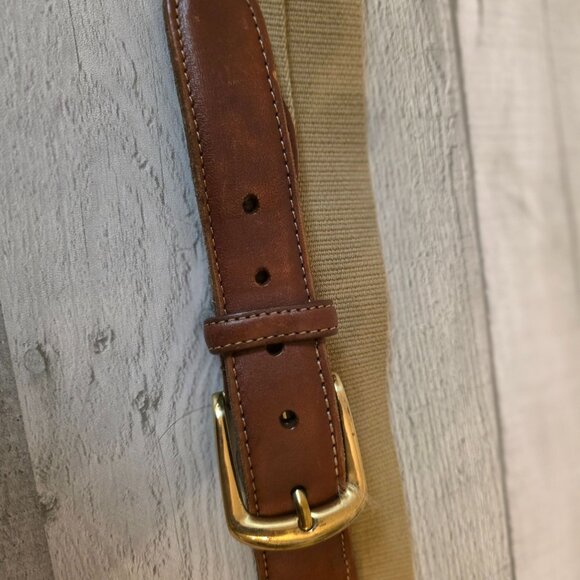 Vintage Torino Leather & Canvas Belt With Brass Buckle Size 42 - Picture 4 of 8